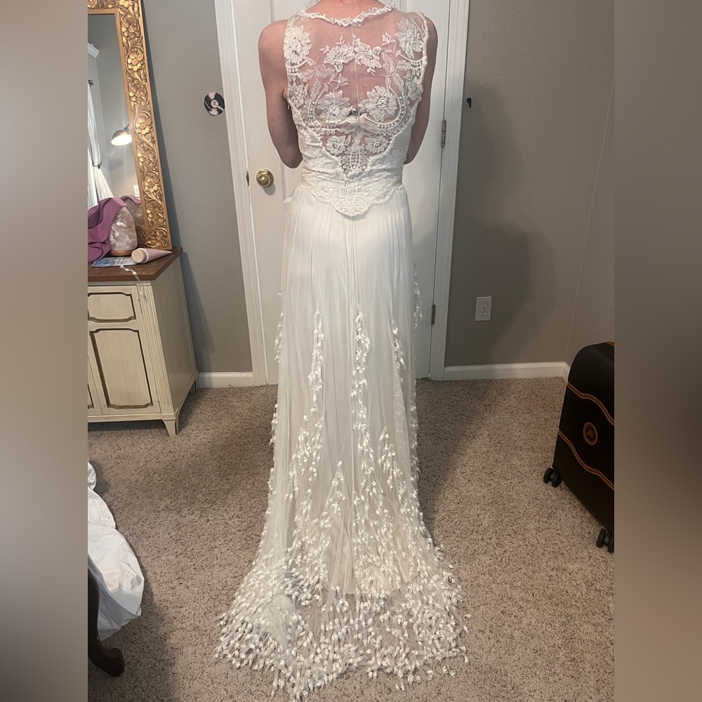 Vintage couture Claire Pettibone wedding dress French silk and beads - Picture 9 of 16